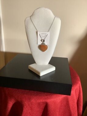 Handcrafted Red Adventurine Heart Pendant Stainless Necklace - Unbranded